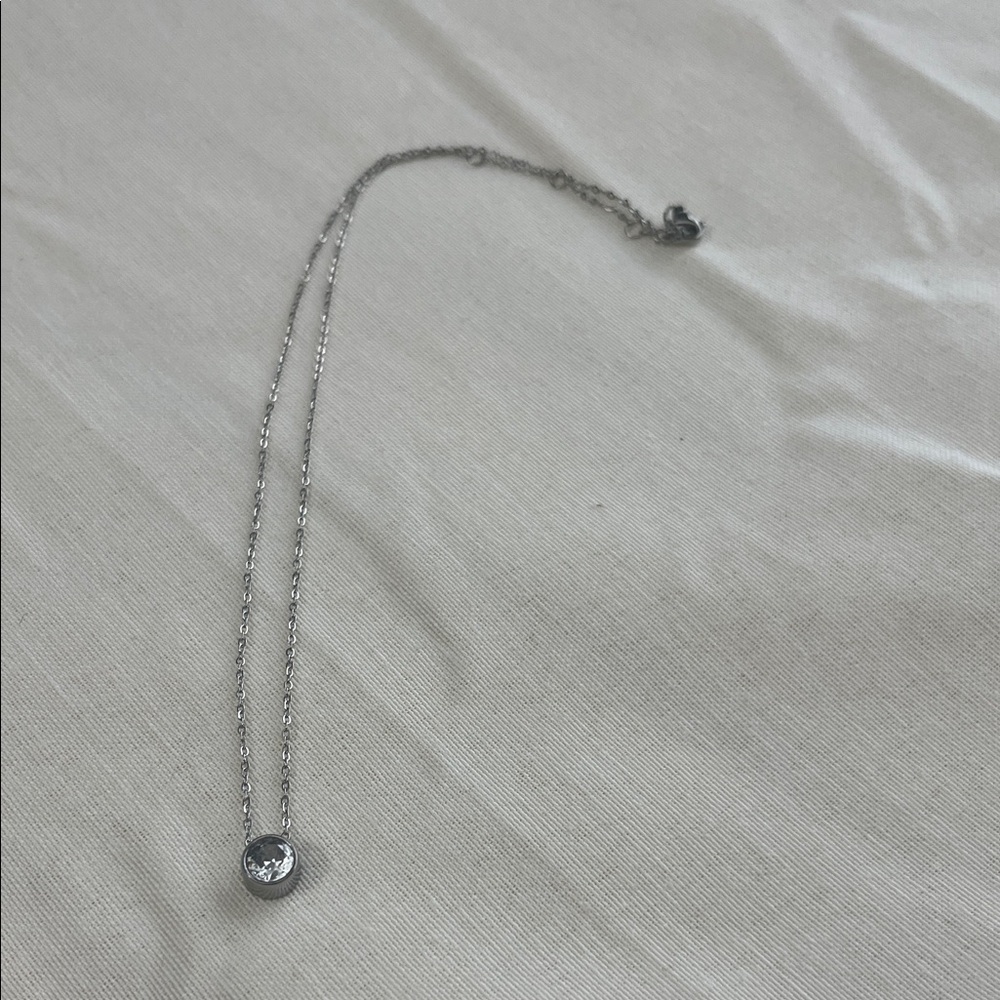 Elegant Silver Plated Ramla Necklace with Crystal Pendant